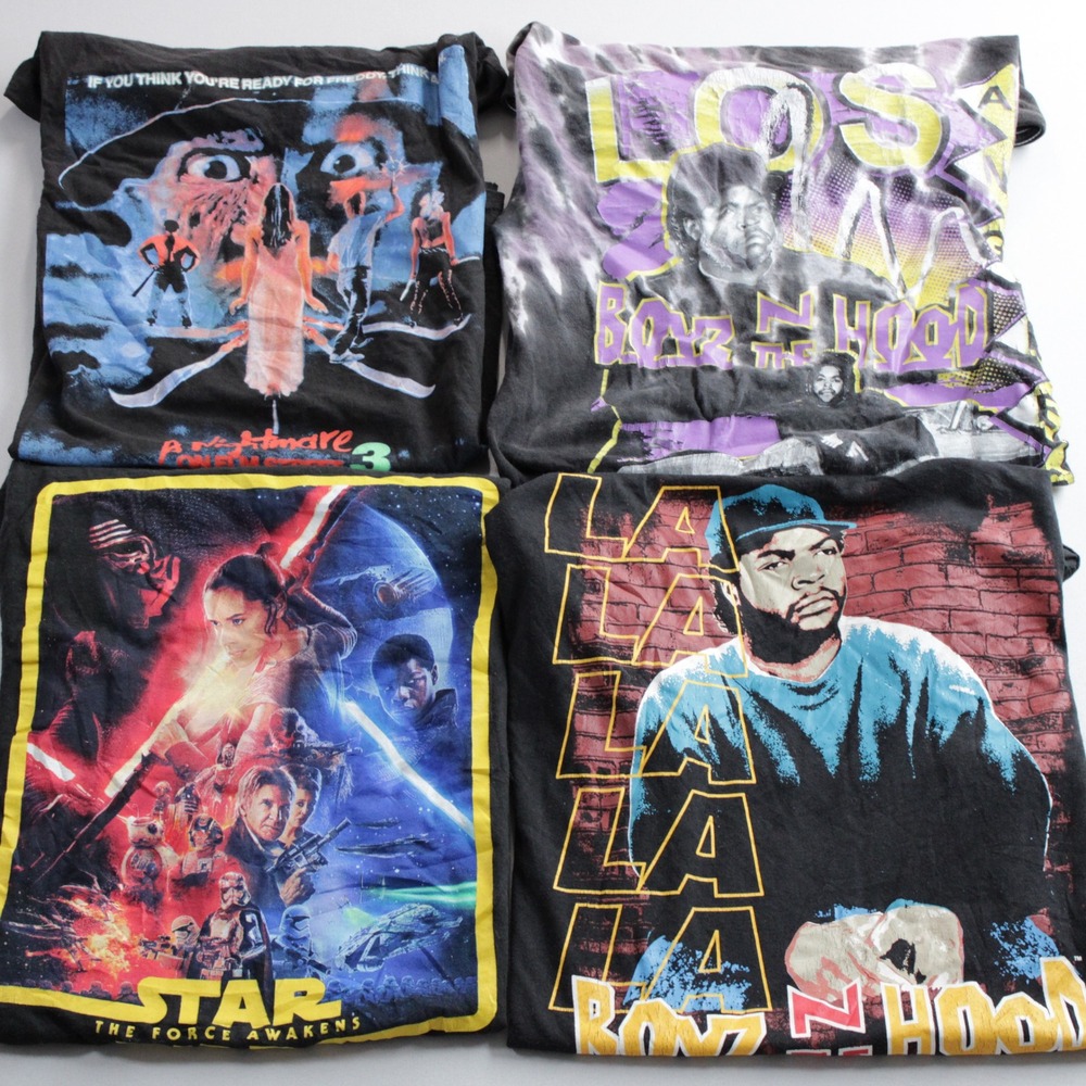 Lot of 4 S Movie Graphic T-Shirts Star Wars Nightmare on Elm St Boyz N The Hood